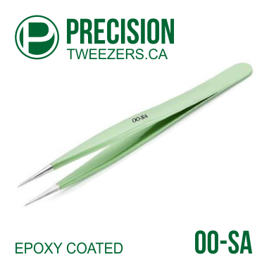 Epoxy Coated - Stainless Steel Tweezers - Model 00-SA - Medical Grade Precision Tweezers - PrecisionTweezers.ca