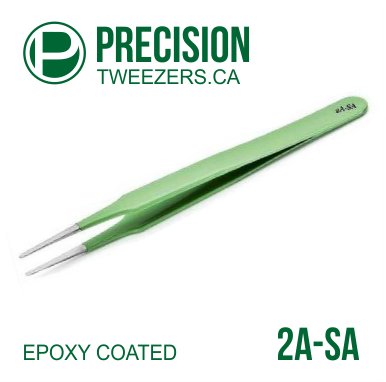 Epoxy Coated - Stainless Steel Tweezers - Model 2A-SA - Medical Grade Precision Tweezers - PrecisionTweezers.ca