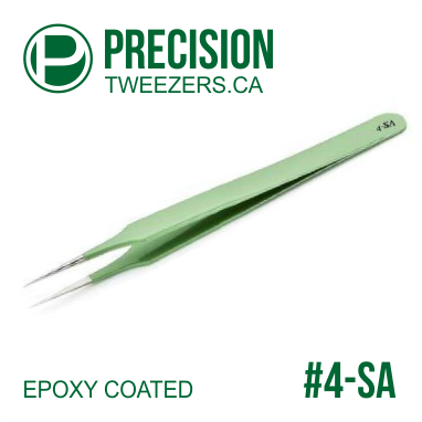 Epoxy Coated - Stainless Steel Tweezers - Model #4-SA - Medical Grade Precision Tweezers - PrecisionTweezers.ca