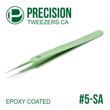 Epoxy Coated - Stainless Steel Tweezers - Model #5-SA - Medical Grade Precision Tweezers - PrecisionTweezers.ca